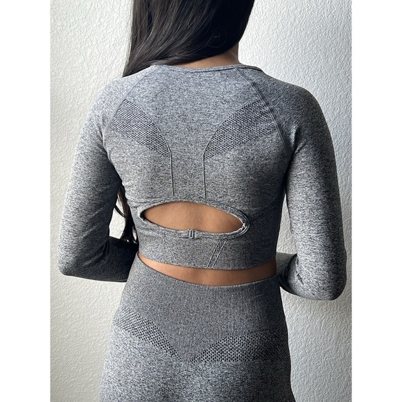 NEW‎ Women's Workout Set 2-Piece Gym Outfit | Crop Top + Leggings | Grey | Small - Picture 15 of 15